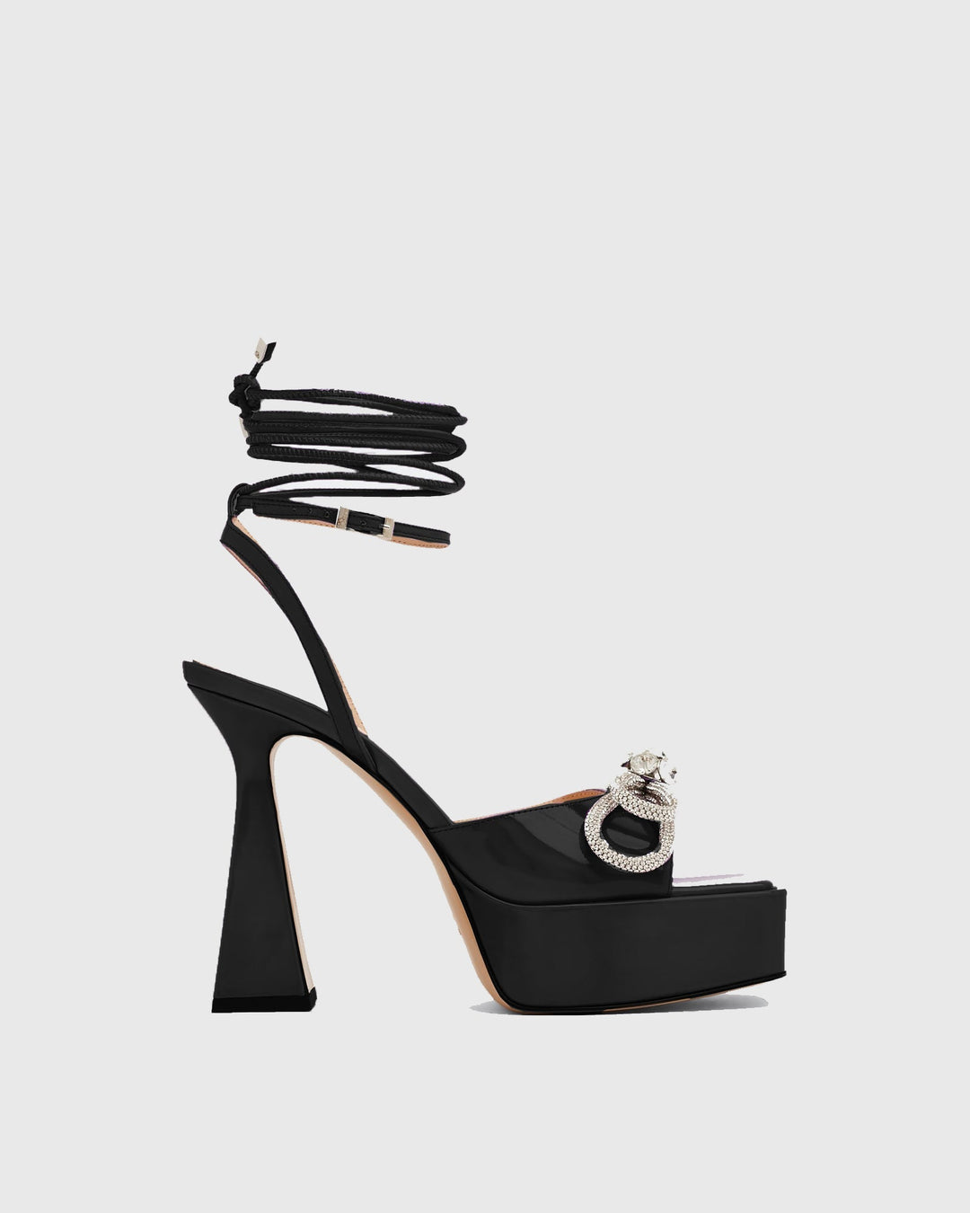 Rina | Women's Crystal Bow Platform Heeled Sandals in Black