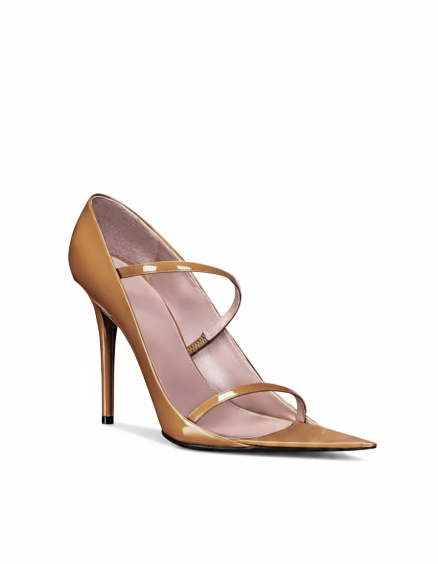 Amy | Women's Deconstructed Strap Heeled Sandals in Brown