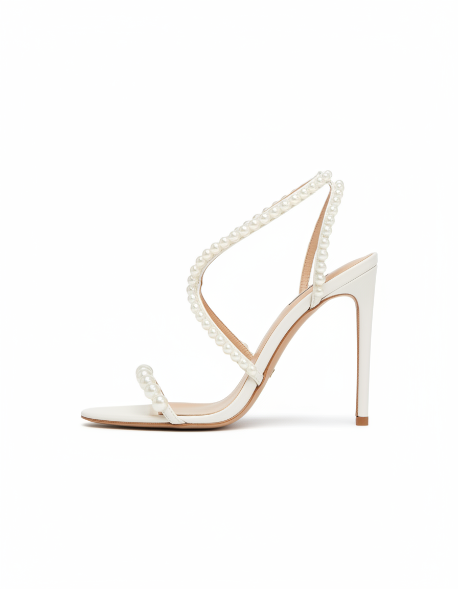 Anu | Women's Spiral Strap Pearl Heeled Sandals