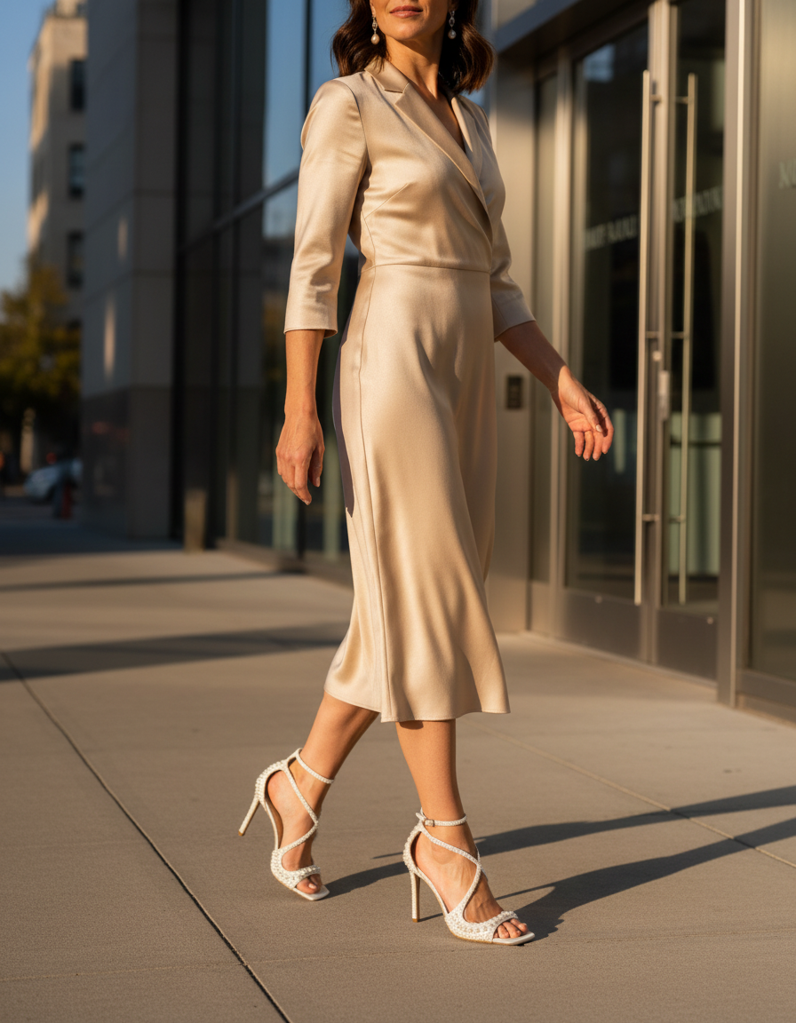 Aryana | Women's Pearl Strap Heeled Sandals in White