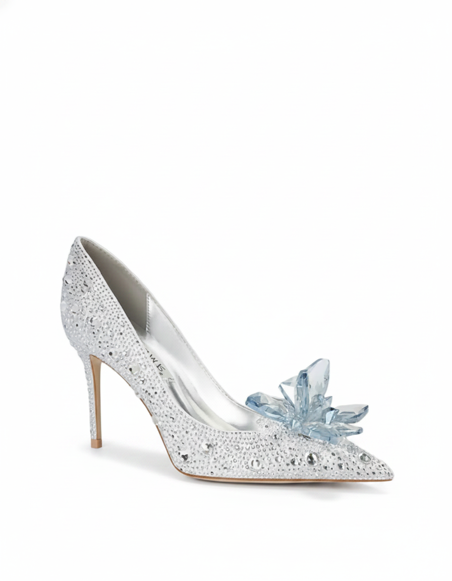 Cindy | Women's Crystal Rhinestone Stiletto Heels in Silver