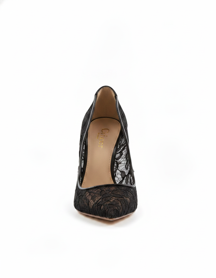 Denver | Women's Lace Pointed Toe Pumps in Black