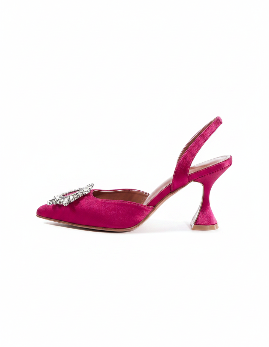 Desideria | Women's Rhinestone Slingback Flared Heels Multicolor