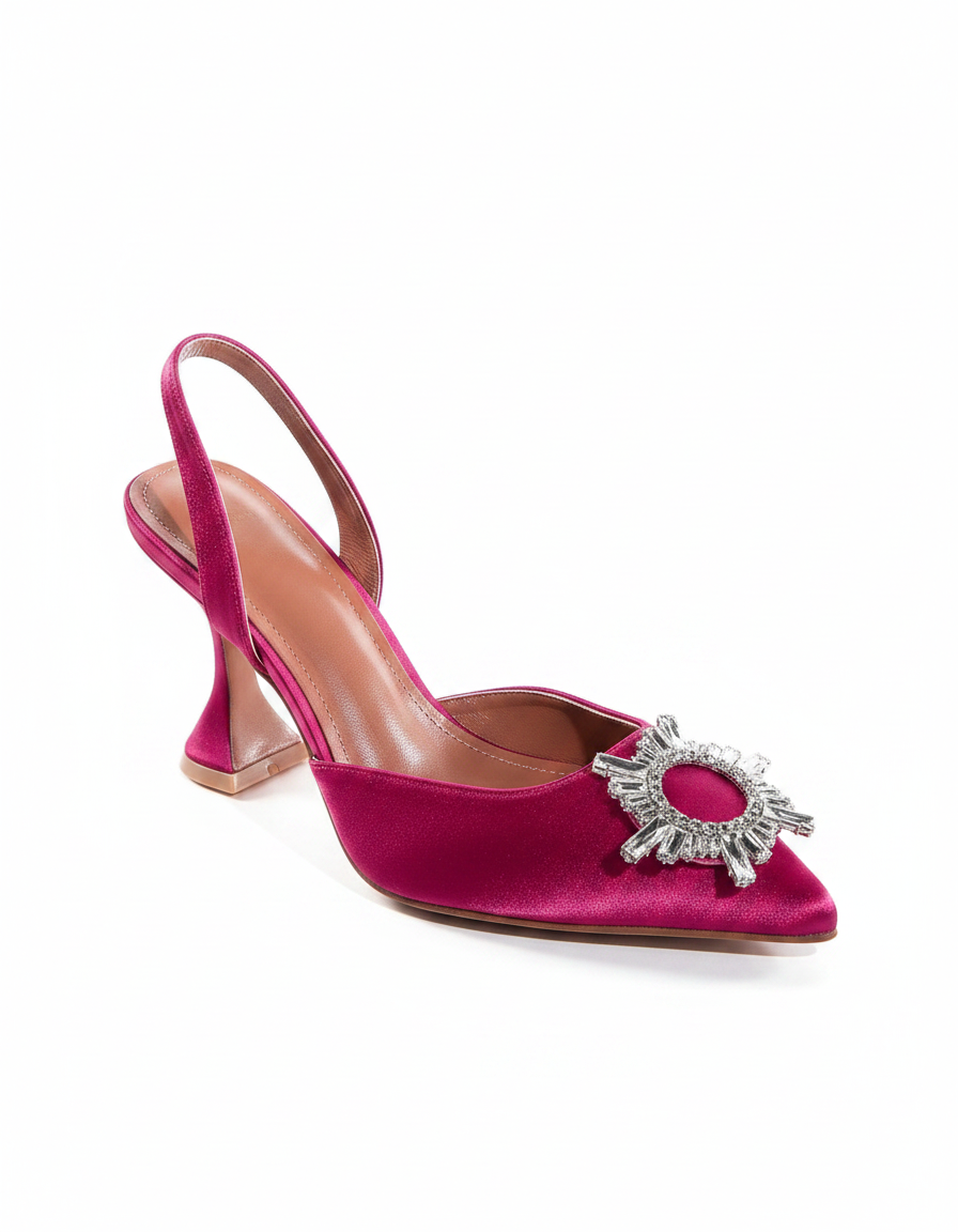Desideria | Women's Rhinestone Slingback Flared Heels Multicolor