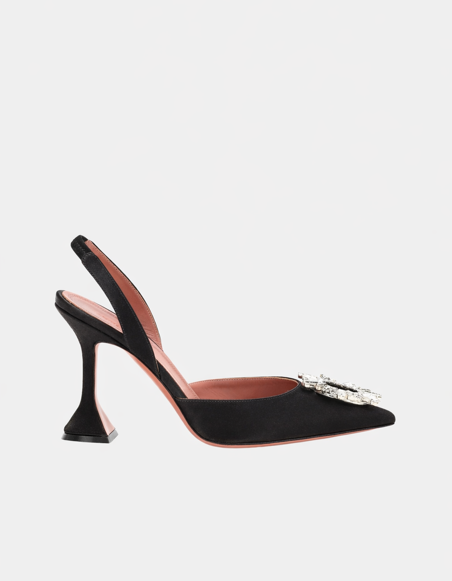 Desideria | Women's Rhinestone Slingback Flared Heels Multicolor
