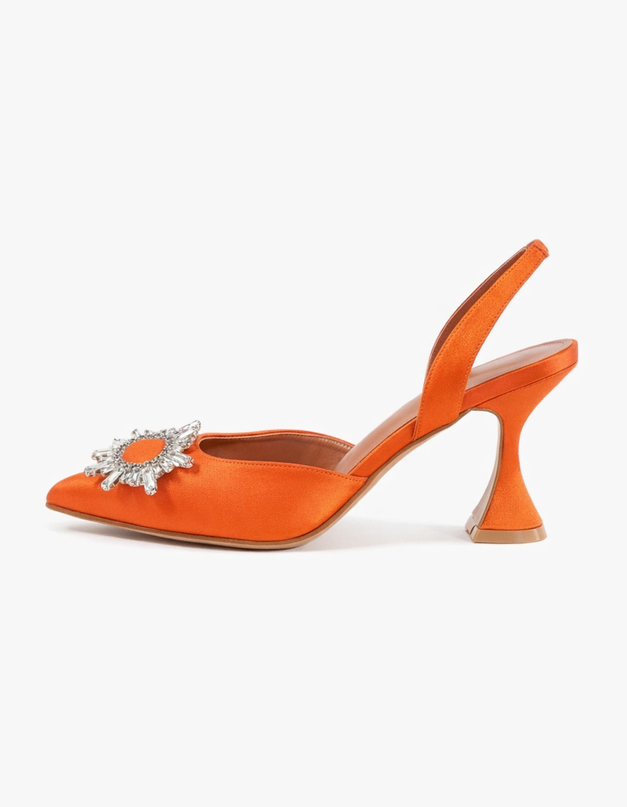 Desideria | Women's Rhinestone Slingback Flared Heels Multicolor
