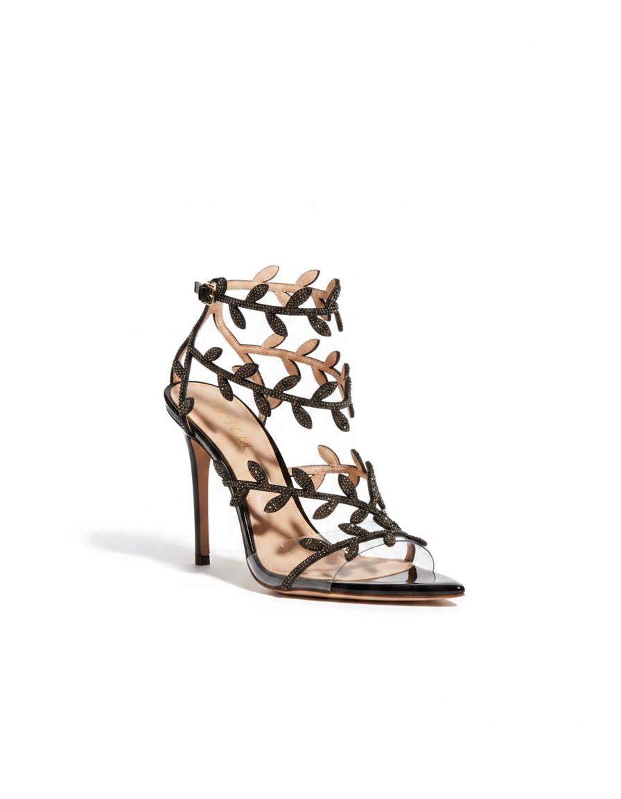 Ealar | Women's Rhinestone Leaf Slingback Sandals in Blush