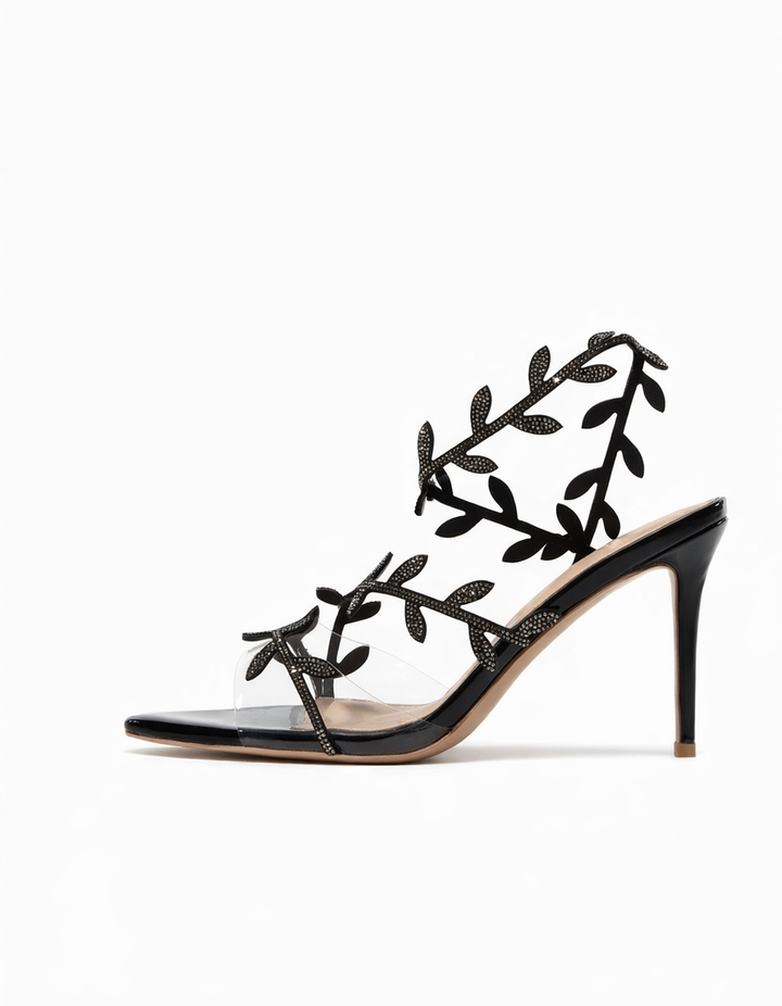 Ealar | Women's Rhinestone Leaf Slingback Sandals in Blush