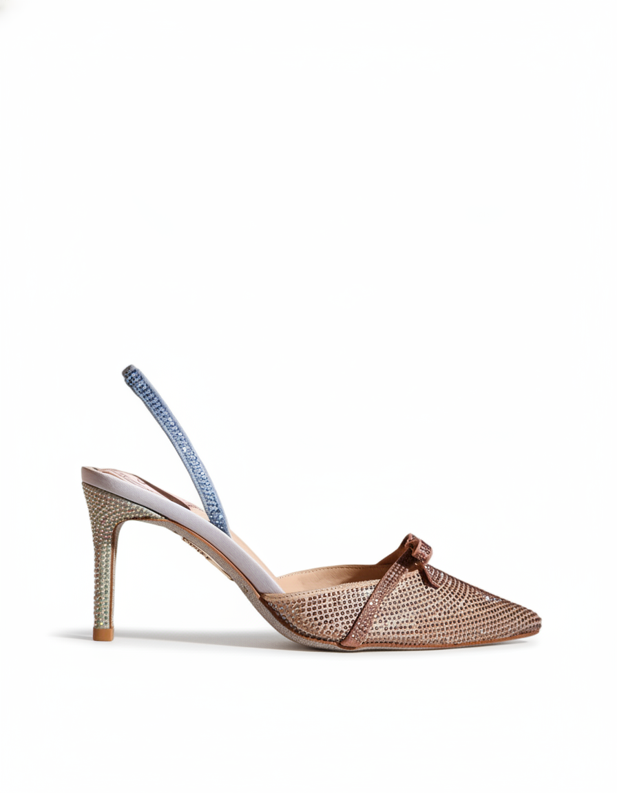 Easton | Women's Rhinestone Bow Slingback Pumps in Champagne