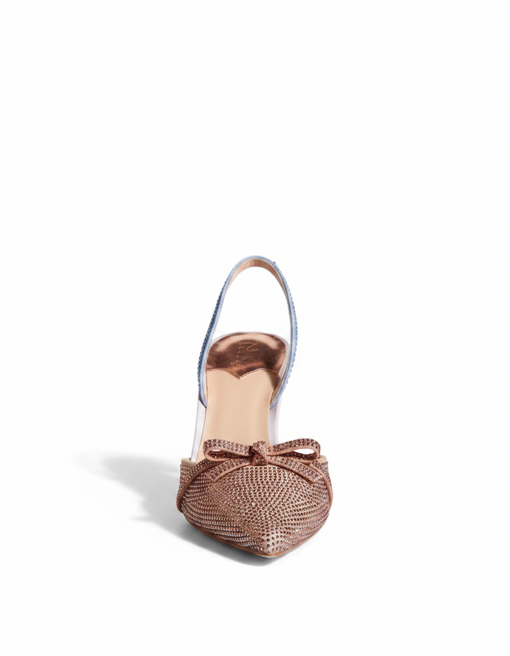 Easton | Women's Rhinestone Bow Slingback Pumps in Champagne
