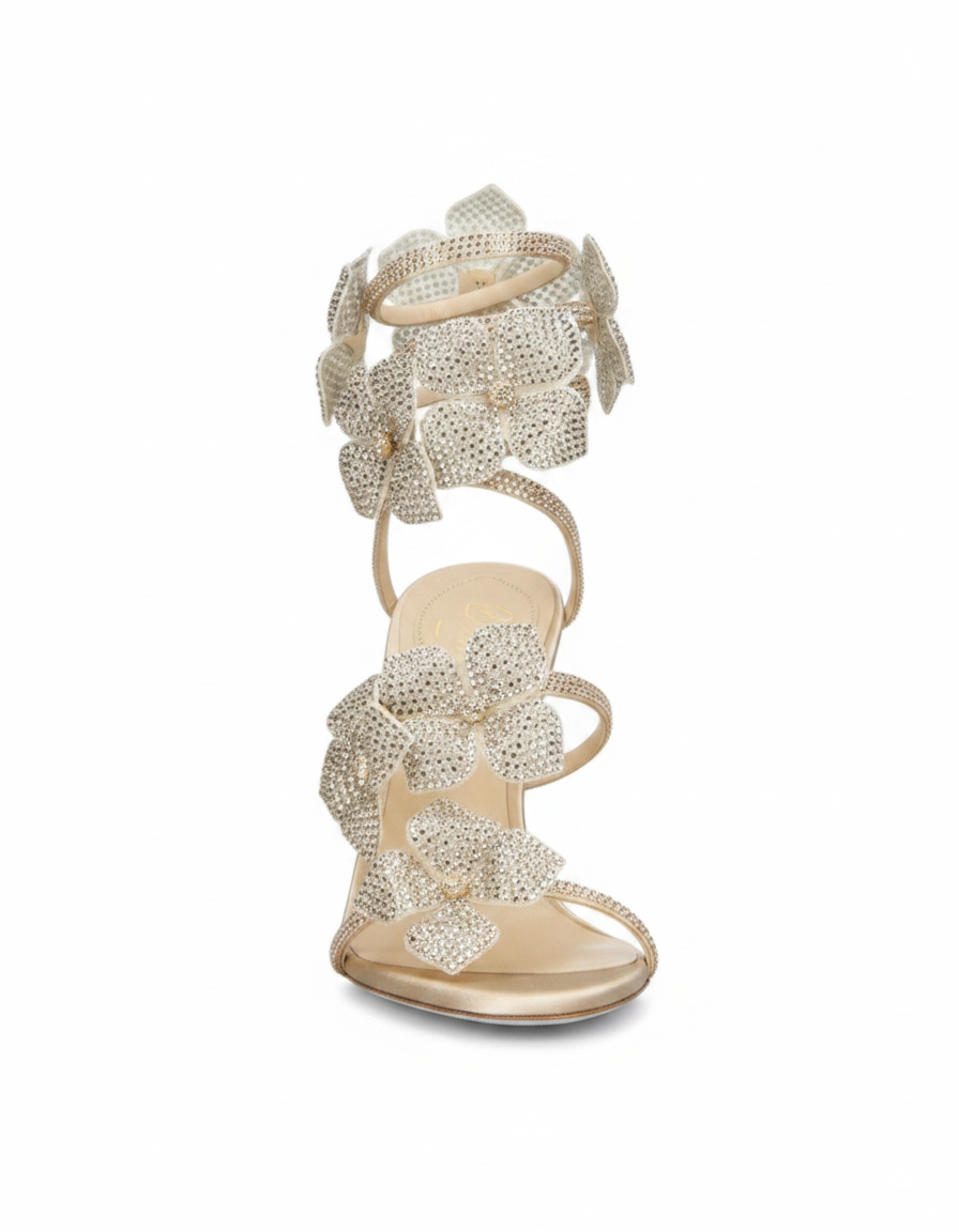Elisa | Women's Star Snake Heeled Sandals in Black