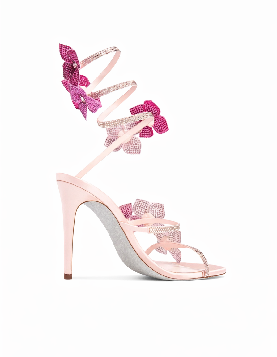 Elisa | Women's Star Snake Heeled Sandals in Black