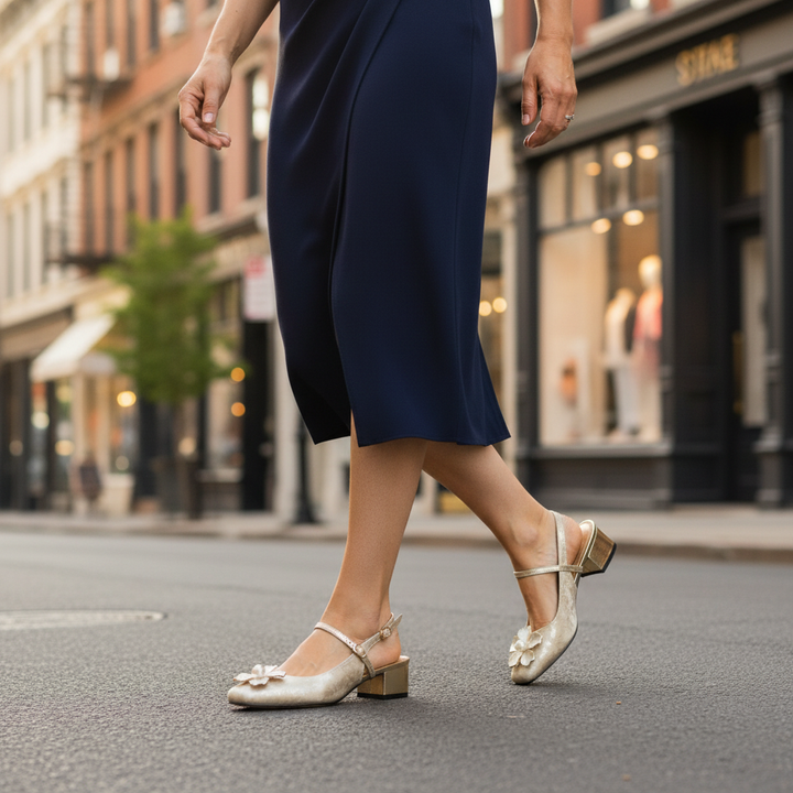 Eloise | Women's Floral Embellished Block Heel Pumps