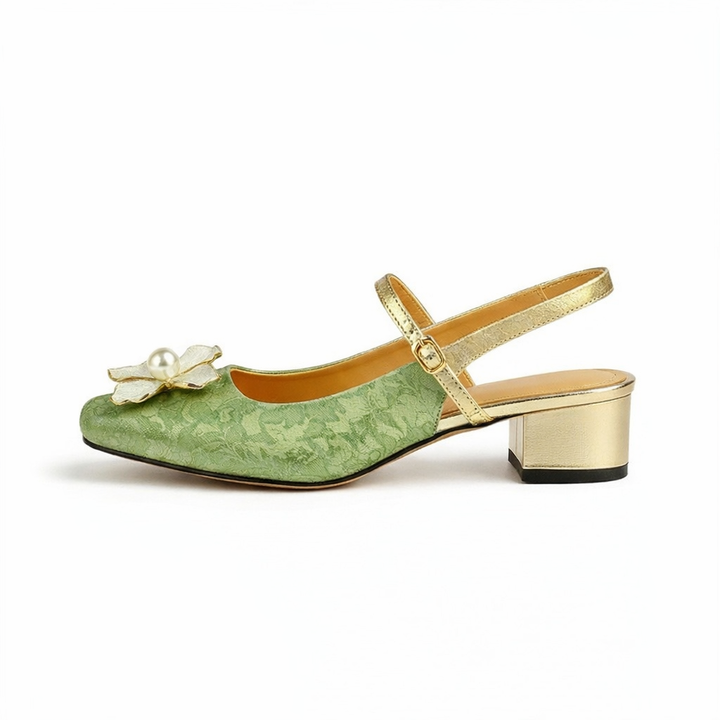 Eloise | Women's Floral Embellished Block Heel Pumps