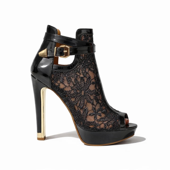 Elviera | Women's Lace Mesh Pointed Toe Kitten Heels