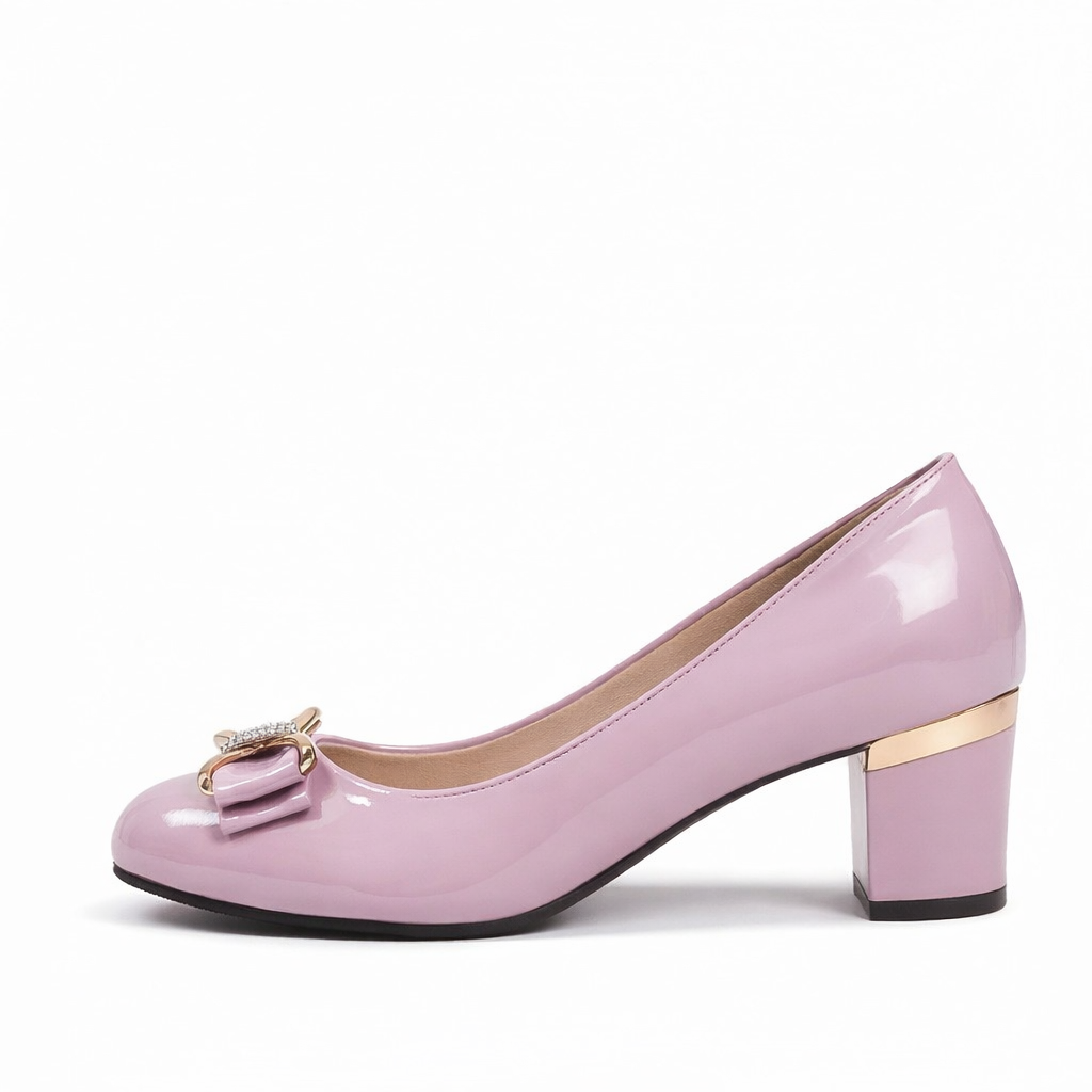 Evelyn | Women's Bow Detail Block Heel Pumps