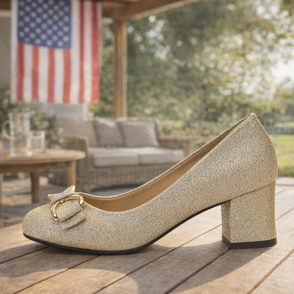 Evelyn | Women's Bow Detail Block Heel Pumps