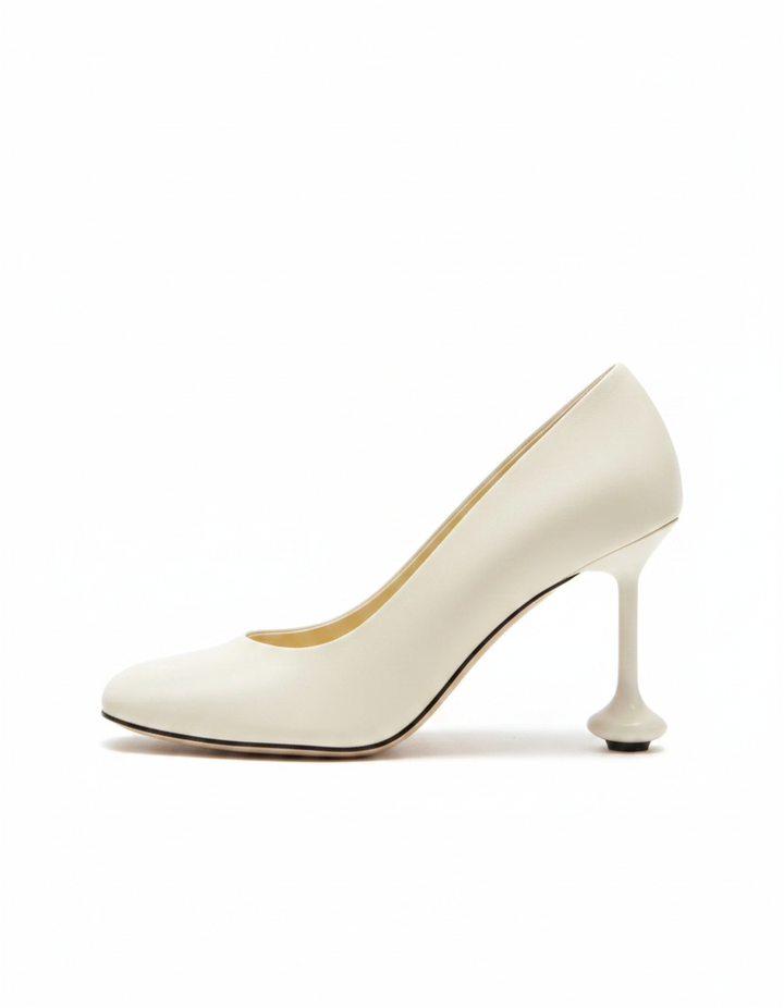 Fausta | Women's Leather Sculptural Heels in White