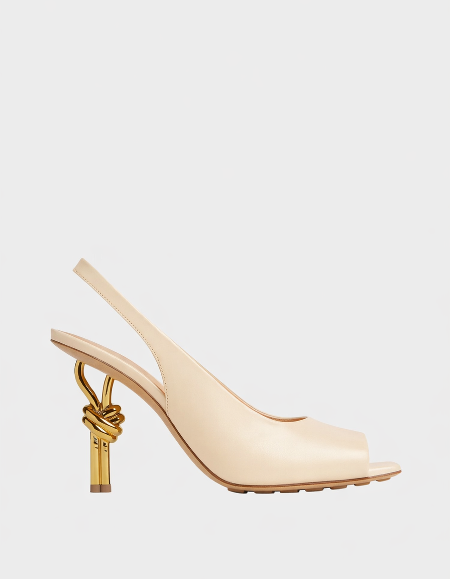 Fiamma | Women's Metallic Knot Heeled Sandals in Gold
