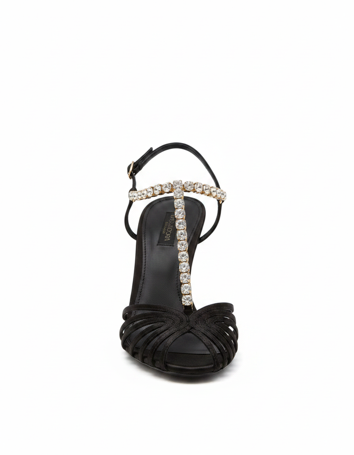 Giannina | Women's Rhinestone T-Strap Heeled Sandals