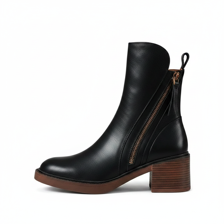 Grazia | Women's Leather Block Heel Ankle Boots