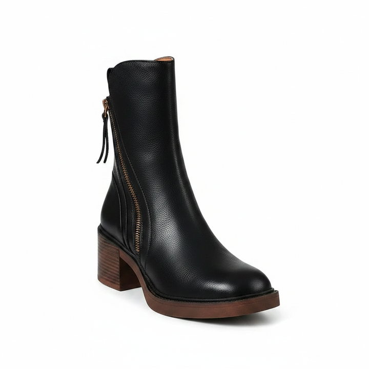 Grazia | Women's Leather Block Heel Ankle Boots
