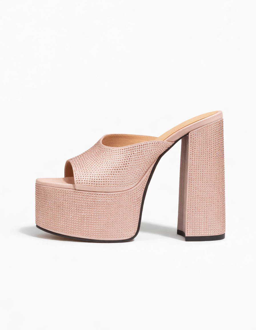 Ilenia | Women's Rhinestone Platform Heeled Sandals in Silver