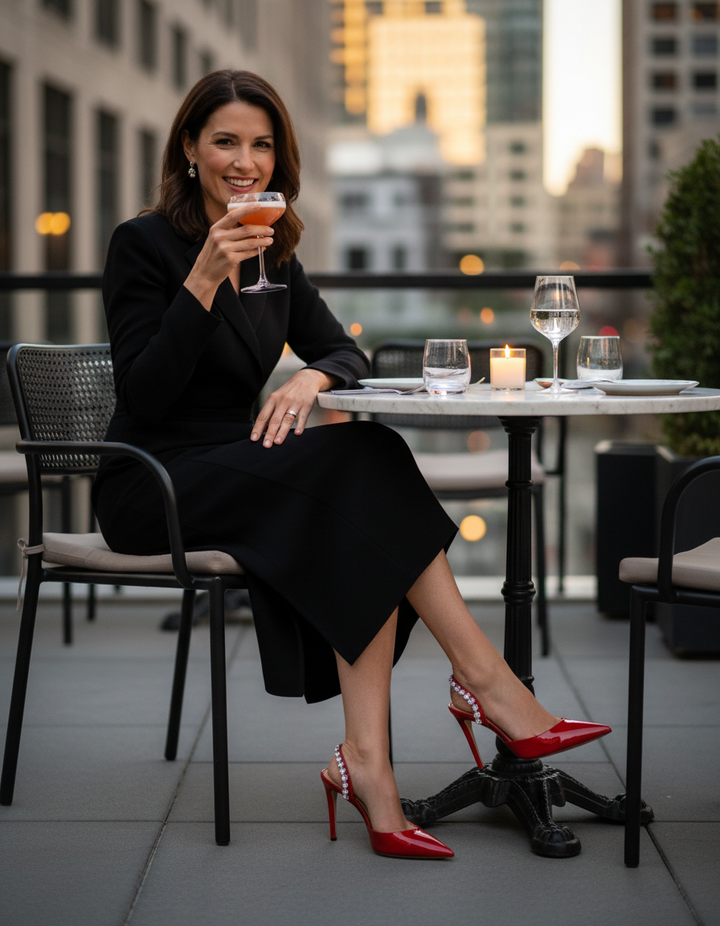 Irene | Women's Rhinestone Slingback Pumps in Red