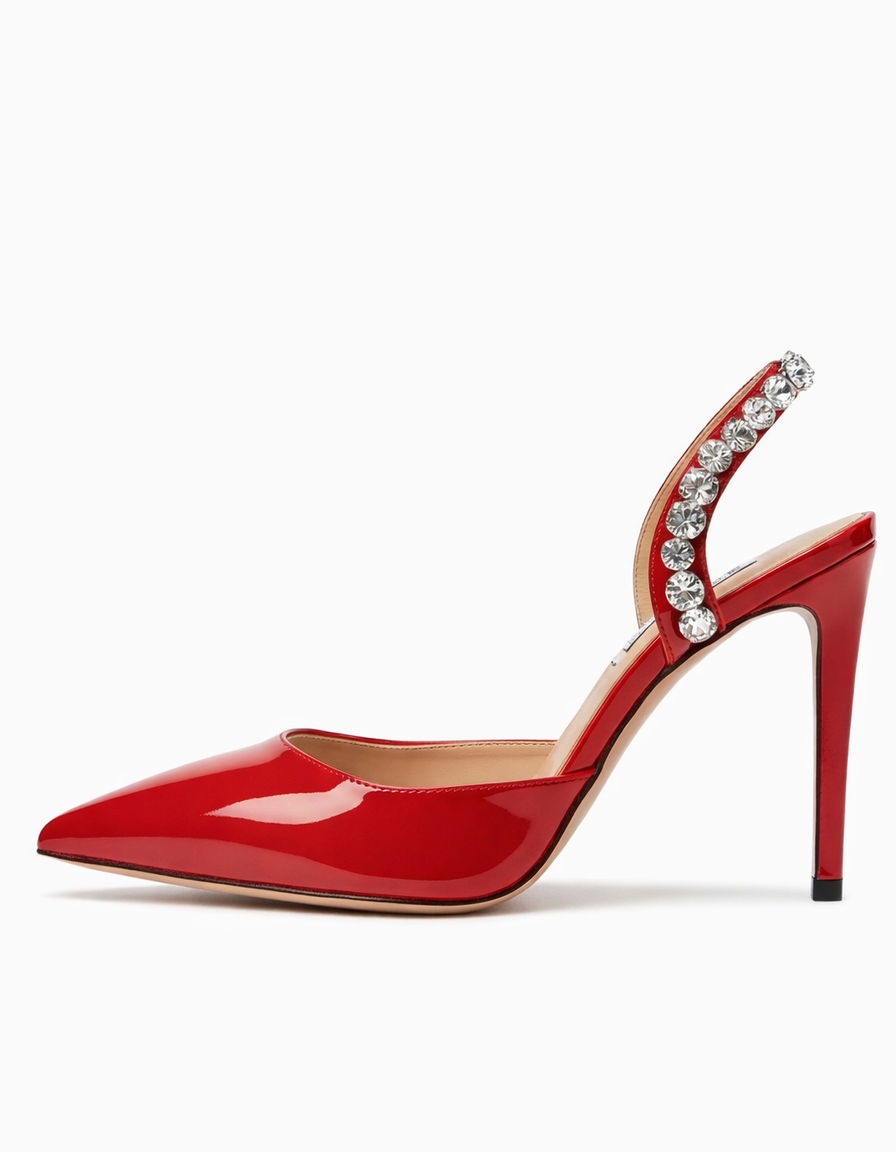 Irene | Women's Rhinestone Slingback Pumps in Red