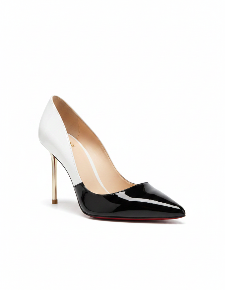 Itala | Women's Splicing Leather Pumps in Beige
