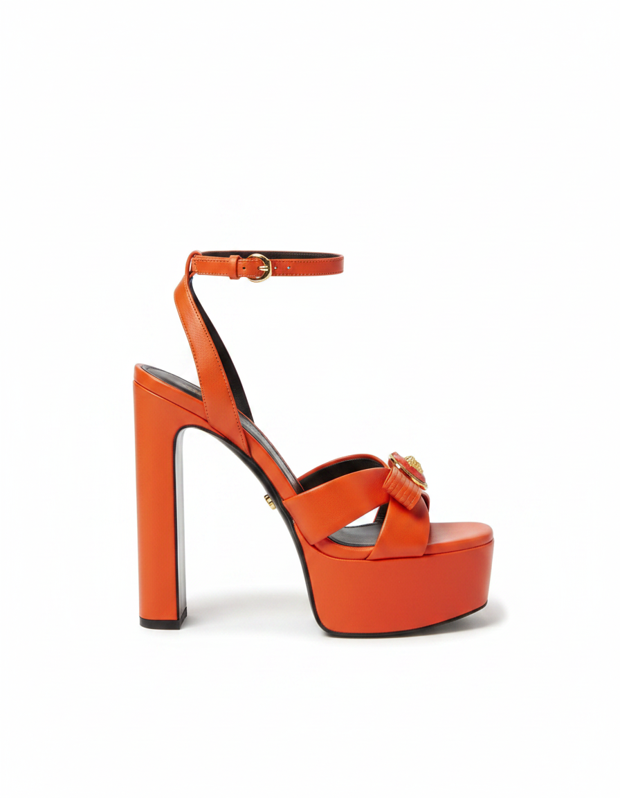 Jayla | Women's Satin Strap Platform Sandals in Orange