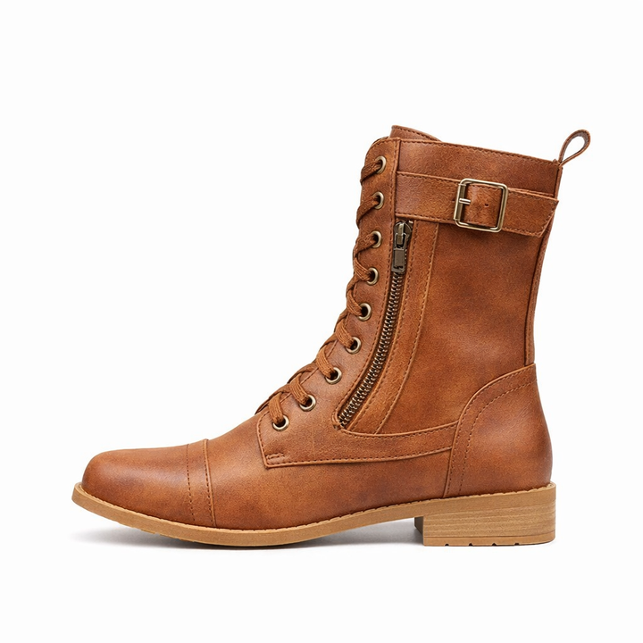 Karyssah | Women's Cushioned Lace-Up Leather Ankle Boots