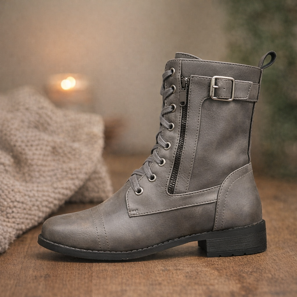 Karyssah | Women's Cushioned Lace-Up Leather Ankle Boots
