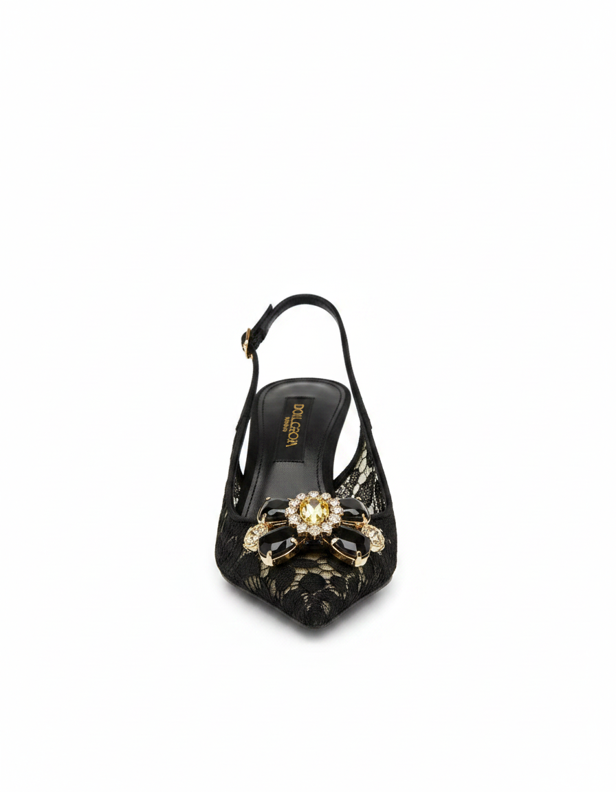 Lex | Women's Rhinestone Lace Slingback Pumps