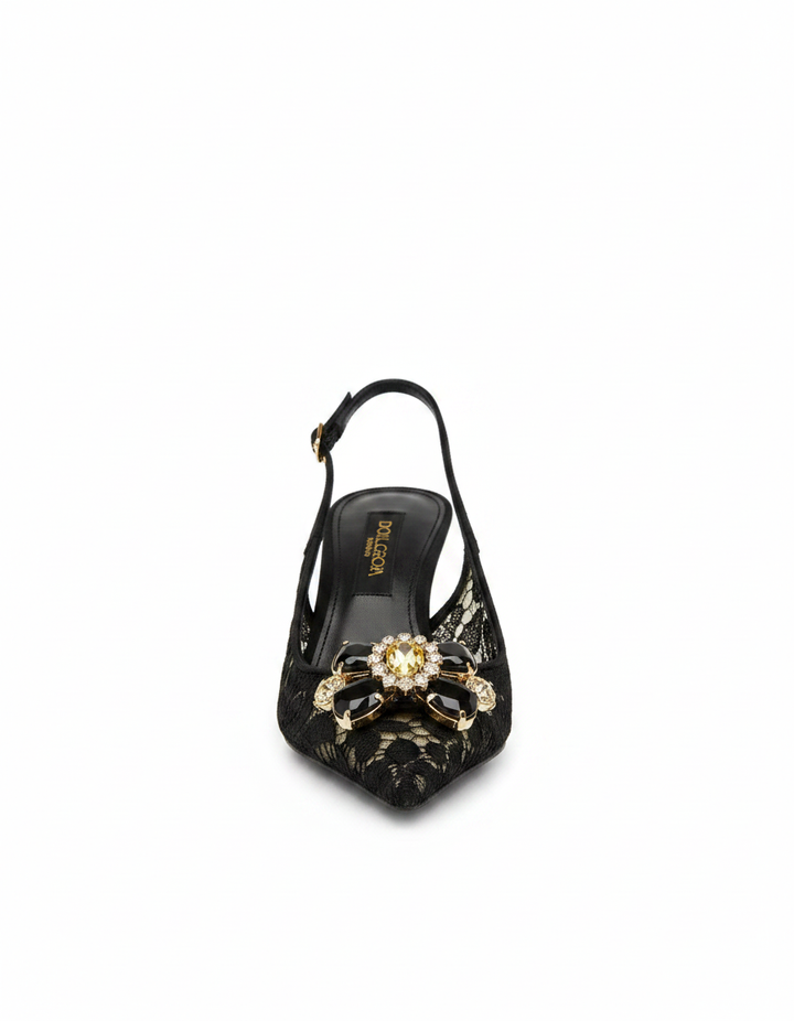 Lex | Women's Rhinestone Lace Slingback Pumps
