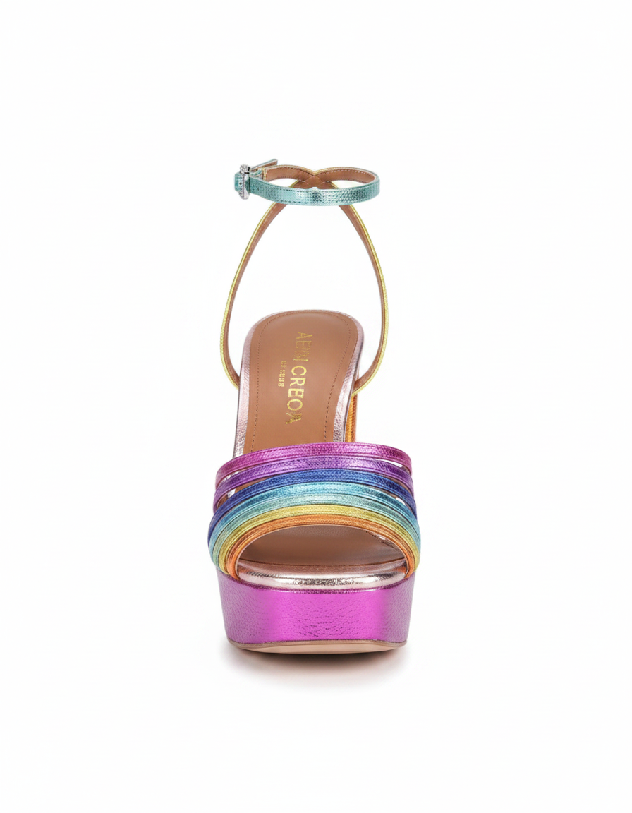 Lilly | Women's Rainbow Platform Sandals in Hot Pink