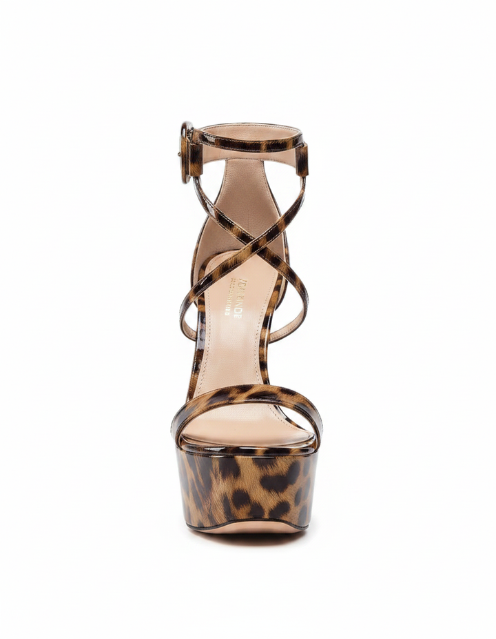 Lyla | Women's Leopard Print Cross Strap Platform Sandals