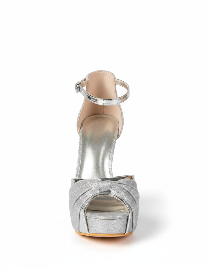 Lyla | Women's Glitter Strap Clear Block Heels