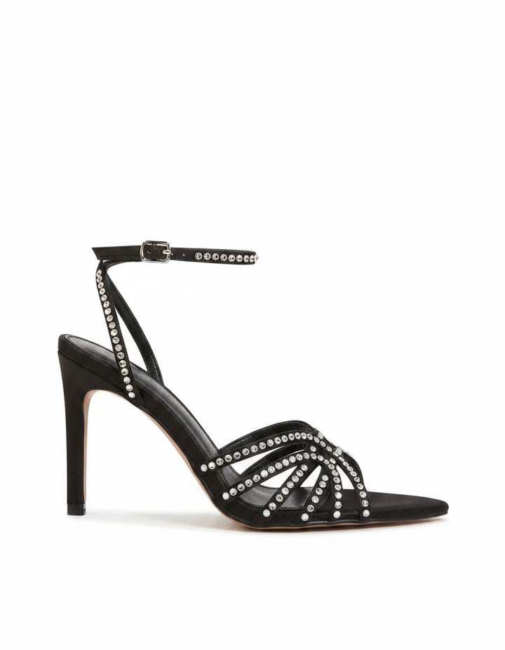 Marzia | Women's Rhinestone Ankle Strap Heeled Sandals