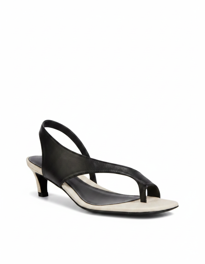Meli | Women's Thong Heeled Sandals in Beige