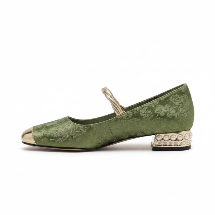 Mestelle | Women's Embellished Mary Jane Block Heels