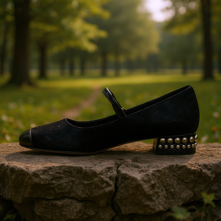 Mestelle | Women's Embellished Mary Jane Block Heels