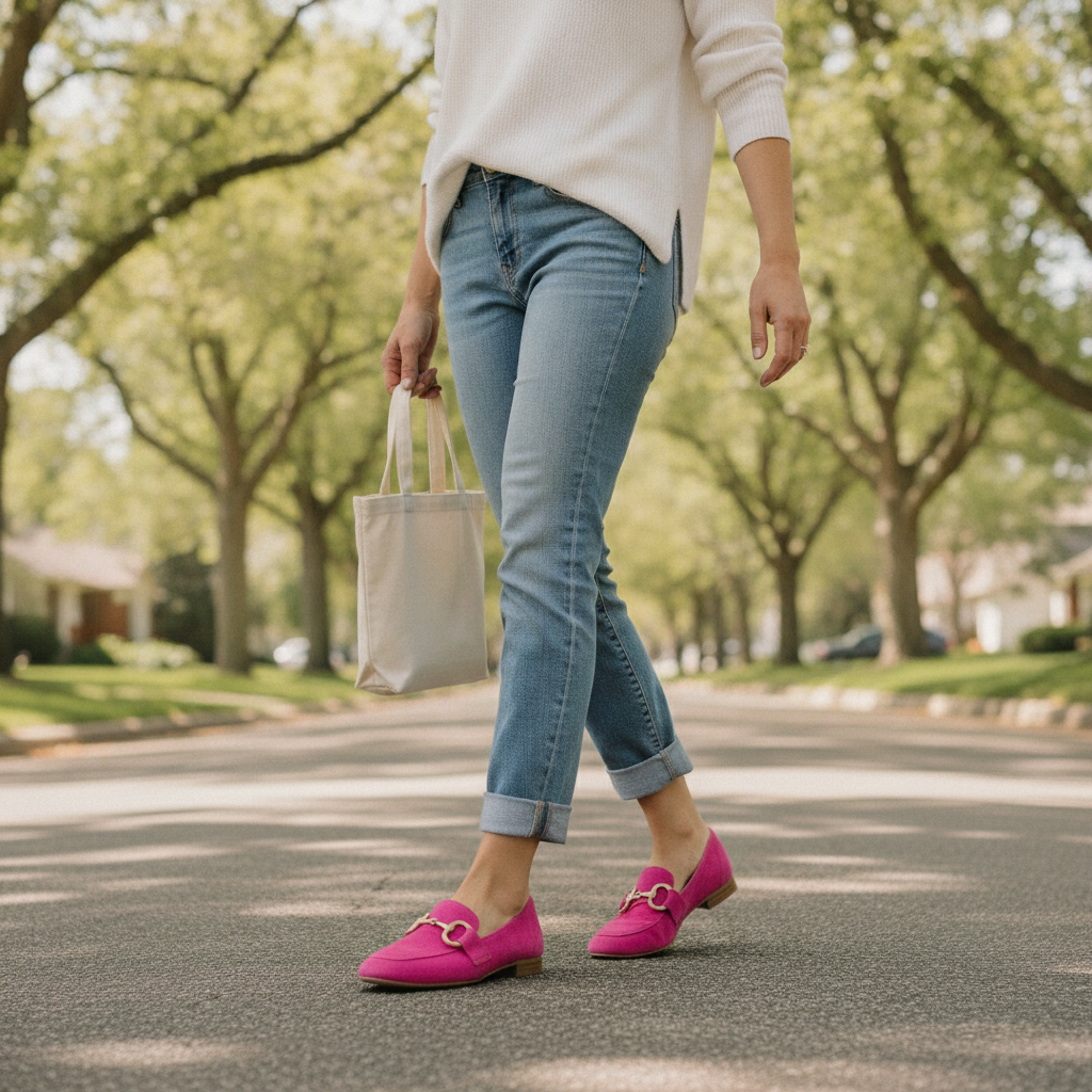 Nadine | Women's Square Toe Loafers with Gold Hardware