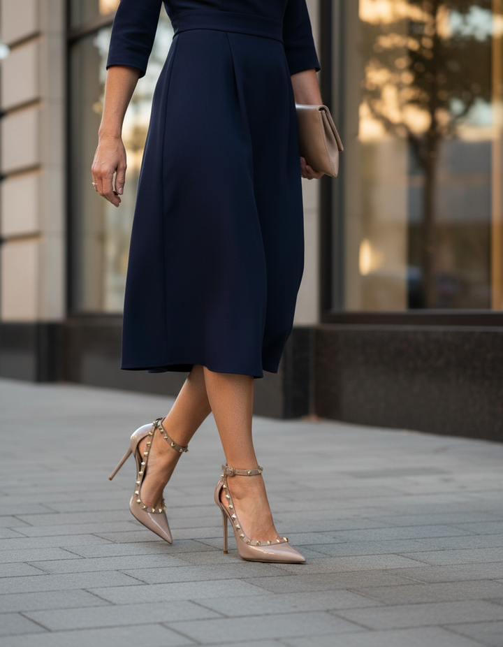 Nella | Women's Side Cut Strap Pumps in Black