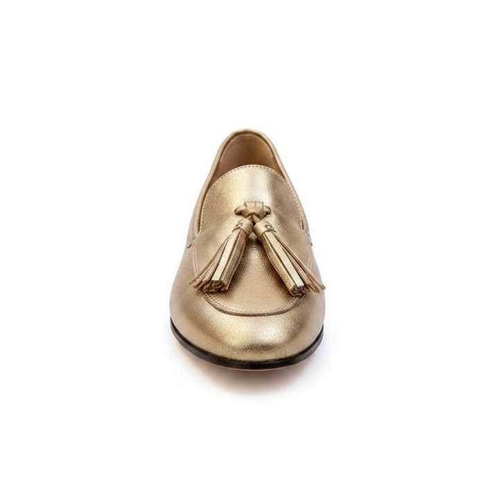 Reese | Women's Metallic Tassel Moccasin Loafers in Gold