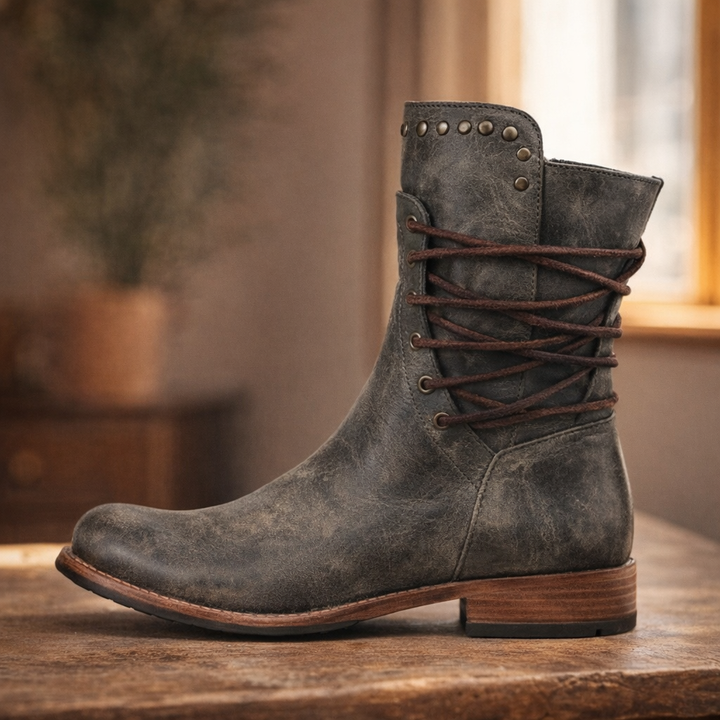 Rowan | Women's Vintage Lace-Up Leather Ankle Boots
