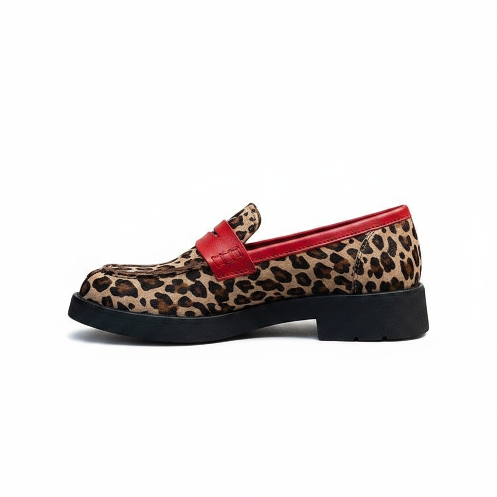Roxie | Women's Leopard Print Loafers with Red Trim