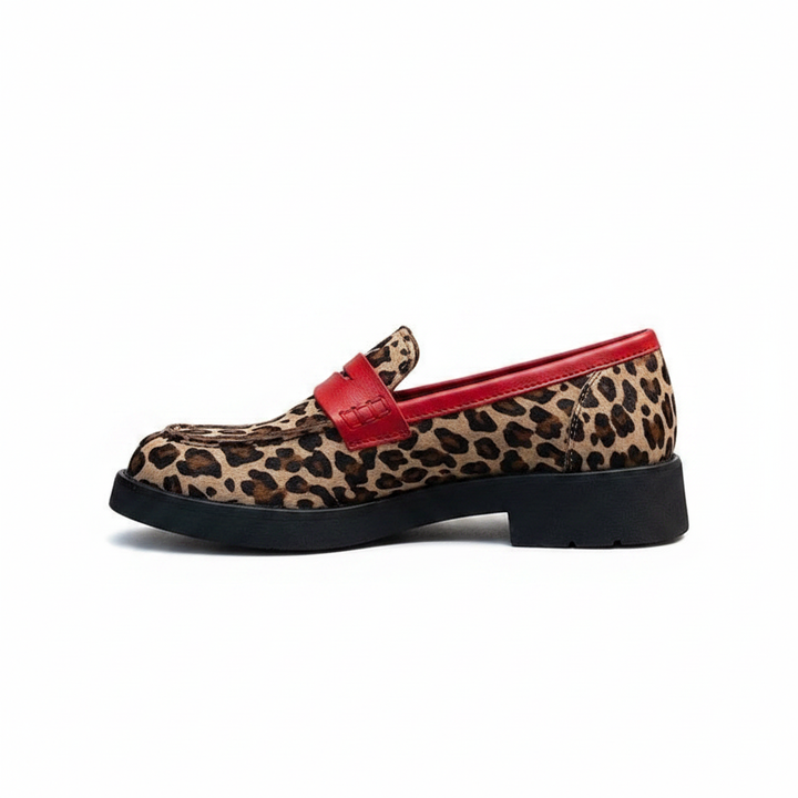 Roxie | Women's Leopard Print Loafers with Red Trim