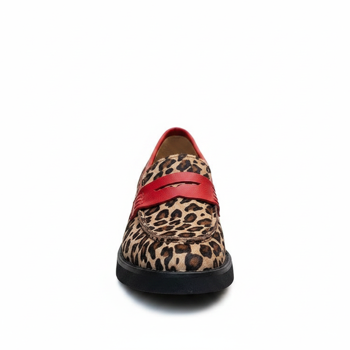 Roxie | Women's Leopard Print Loafers with Red Trim