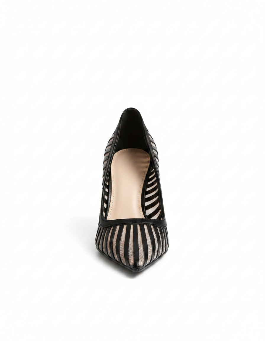 Sada | Women's Stripe Mesh Pumps in White